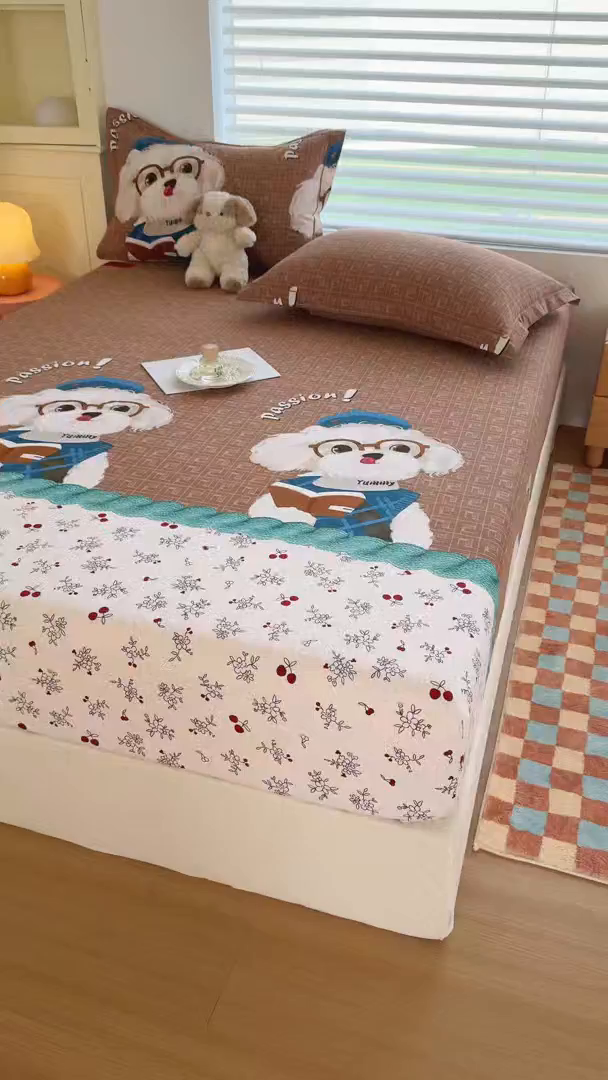 91家纺网 家纺一手货源 找家纺 壹贝家纺 2025新款全棉磨毛床笠系列 凯宝-咖