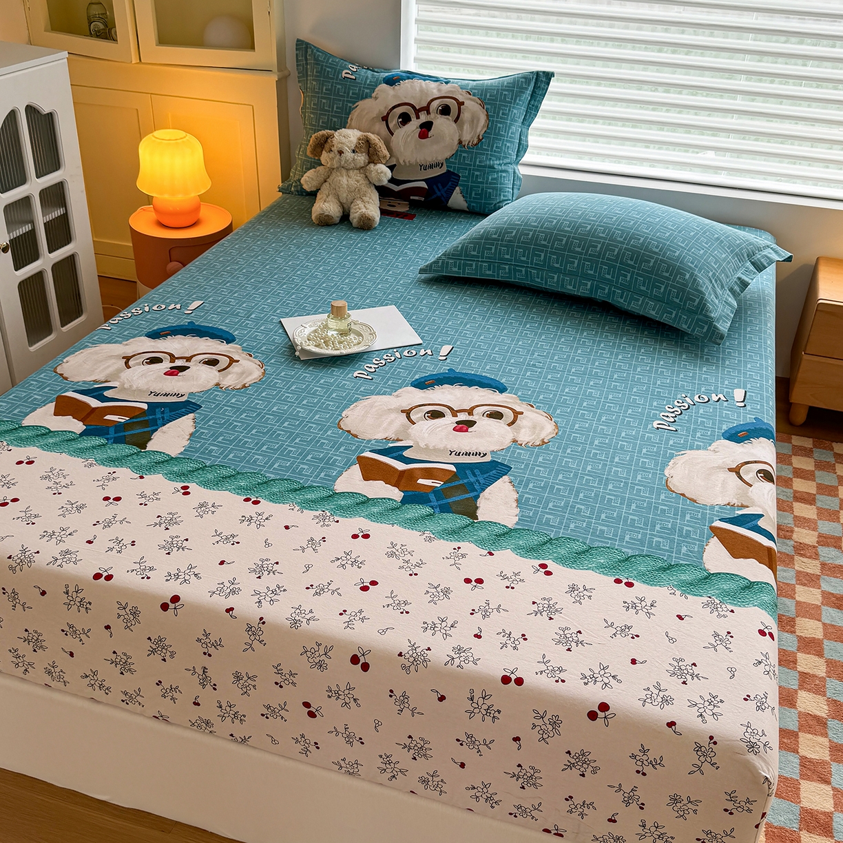 91家纺网 家纺一手货源 找家纺 壹贝家纺 2025新款全棉磨毛床笠系列 凯宝-蓝