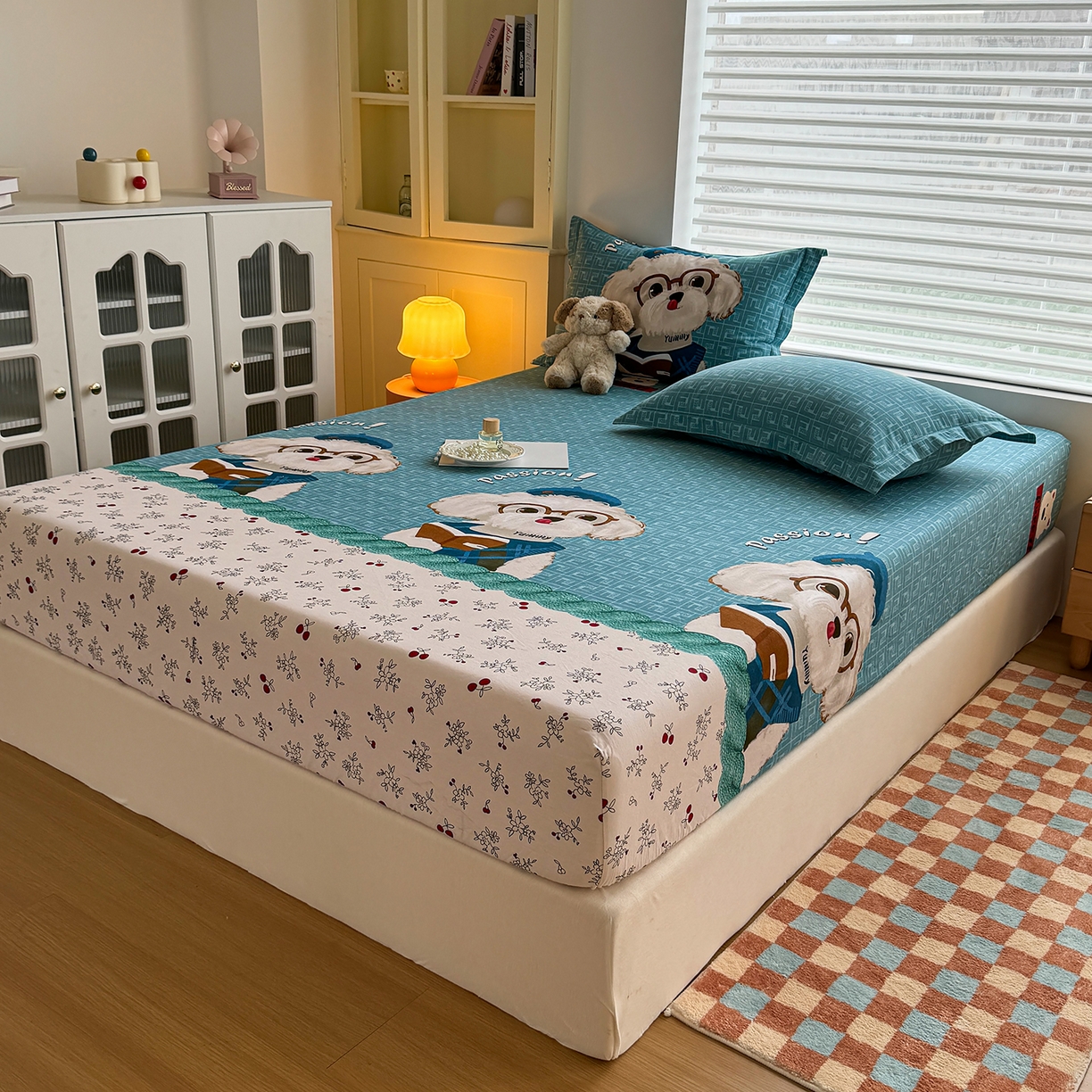 91家纺网 家纺一手货源 找家纺 壹贝家纺 2025新款全棉磨毛床笠系列 凯宝-蓝