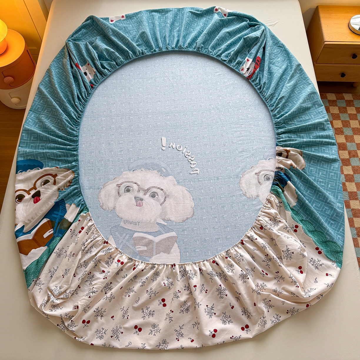 91家纺网 家纺一手货源 找家纺 壹贝家纺 2025新款全棉磨毛床笠系列 凯宝-蓝