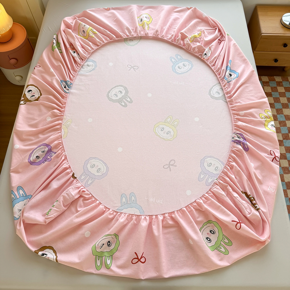 91家纺网 家纺一手货源 找家纺 壹贝家纺 2025新款全棉磨毛床笠系列 拉多-粉