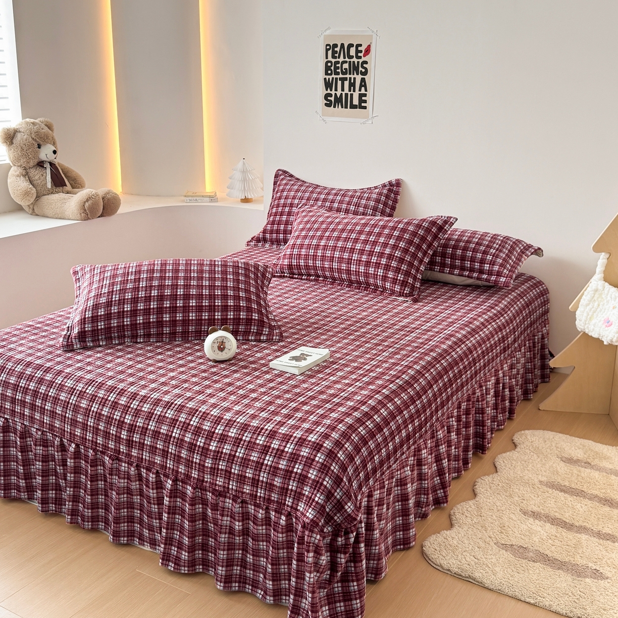 91家纺网 家纺一手货源 找家纺 希朵家纺 2025新款可爱牛奶绒毛巾绣床盖四件套 腊肠狗