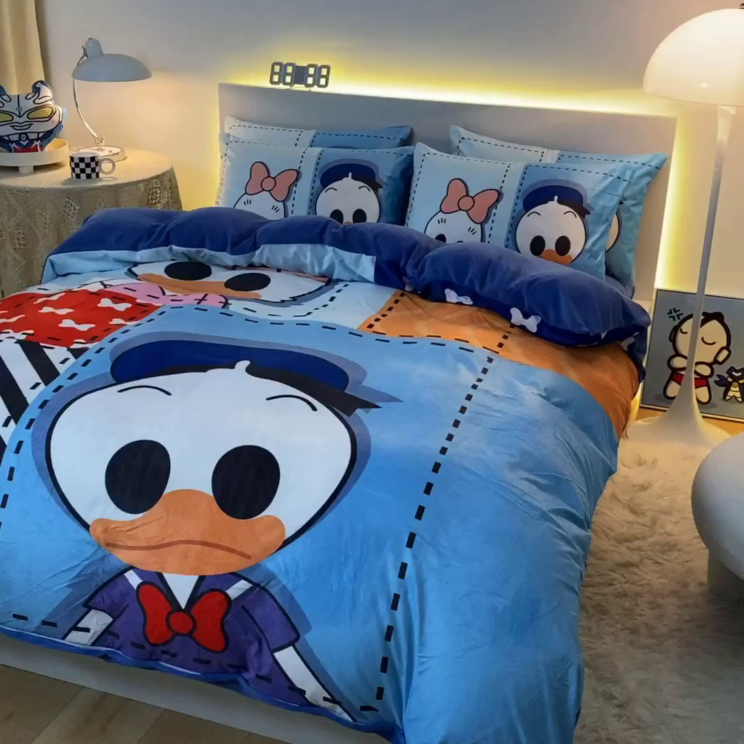 91家纺网 家纺一手货源 找家纺 一电 2025新款外贸跨境电商儿童卡通枕套亲肤牛奶绒学生枕头套子2 上课