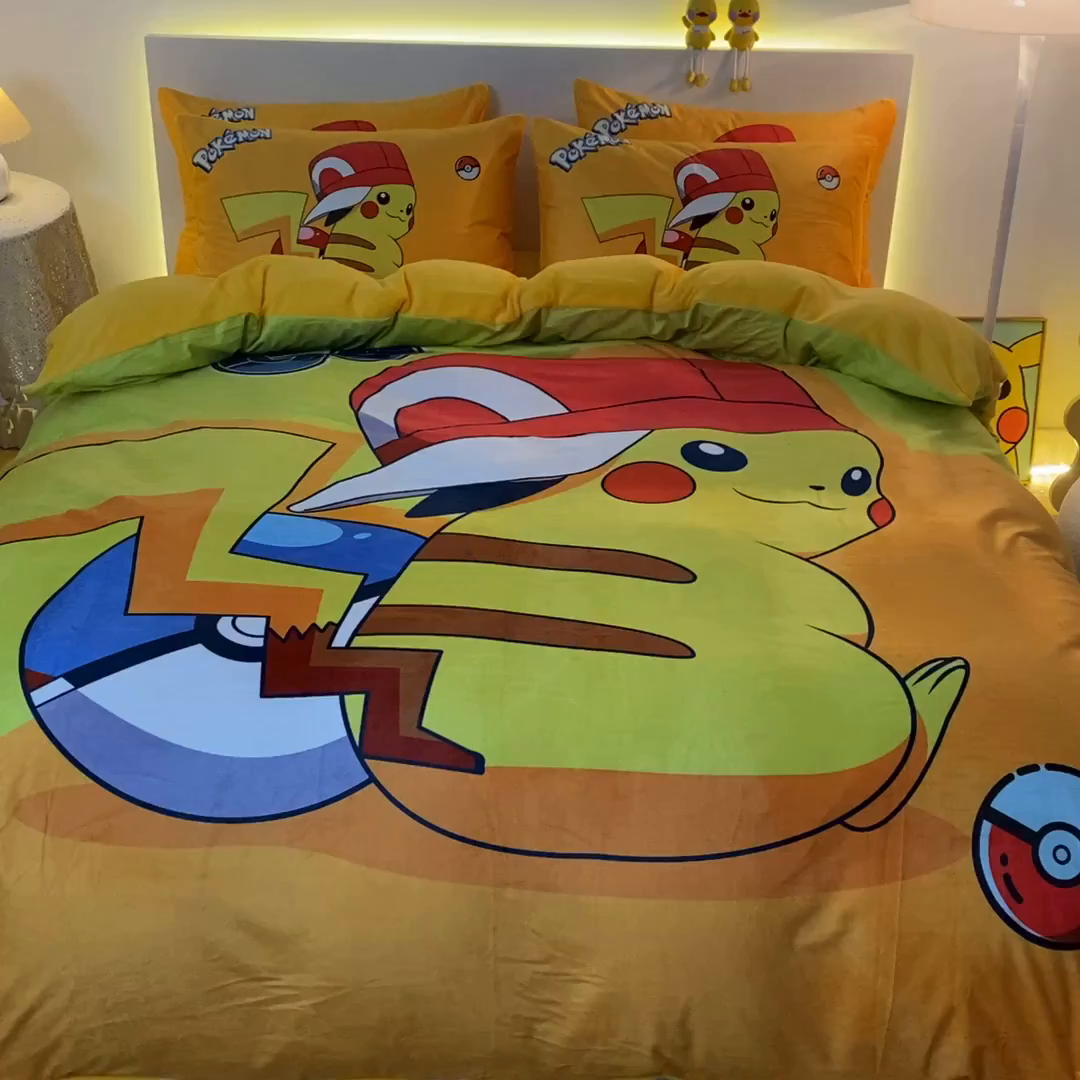 91家纺网 家纺一手货源 找家纺 一电 2025新款外贸跨境电商儿童卡通枕套亲肤牛奶绒学生枕头套子2 小红帽皮卡丘