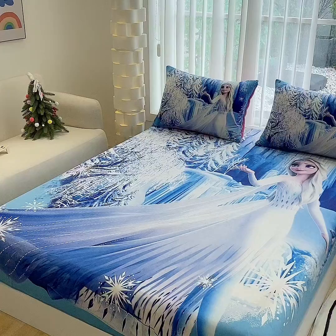 91家纺网 家纺一手货源 找家纺 一电 2025新款外贸跨境电商儿童卡通枕套亲肤牛奶绒学生枕头套子2 皇后