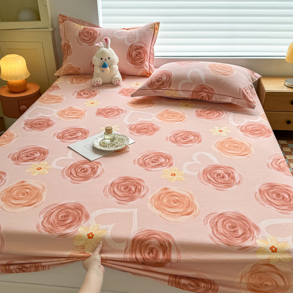 壹贝家纺 2025新款全棉磨毛床笠系列 浪漫的事