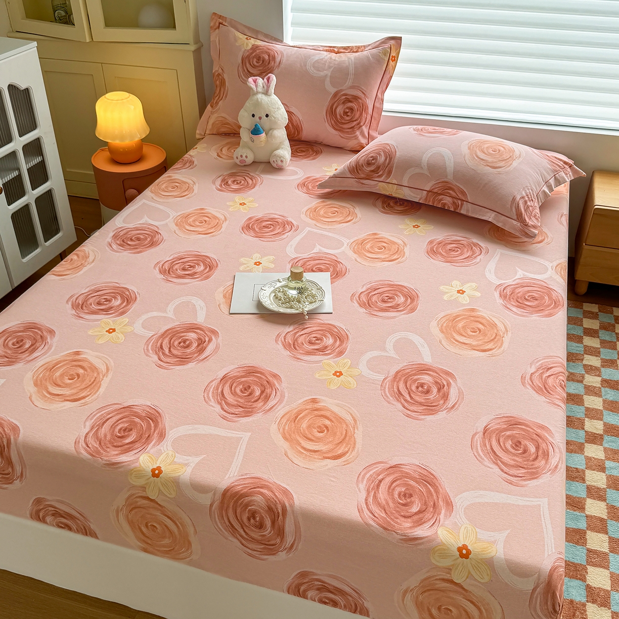 91家纺网 家纺一手货源 找家纺 壹贝家纺 2025新款全棉磨毛床笠系列 浪漫的事