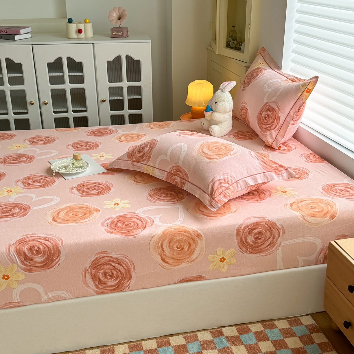 91家纺网 家纺一手货源 找家纺 壹贝家纺 2025新款全棉磨毛床笠系列 浪漫的事