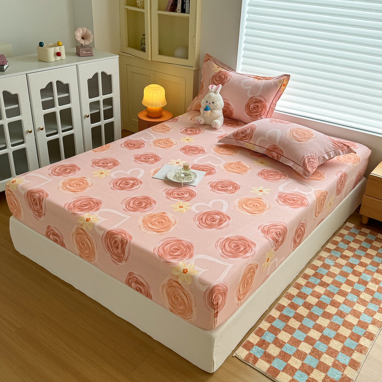 91家纺网 家纺一手货源 找家纺 壹贝家纺 2025新款全棉磨毛床笠系列 浪漫的事