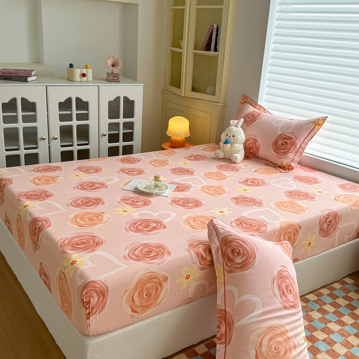 91家纺网 家纺一手货源 找家纺 壹贝家纺 2025新款全棉磨毛床笠系列 浪漫的事