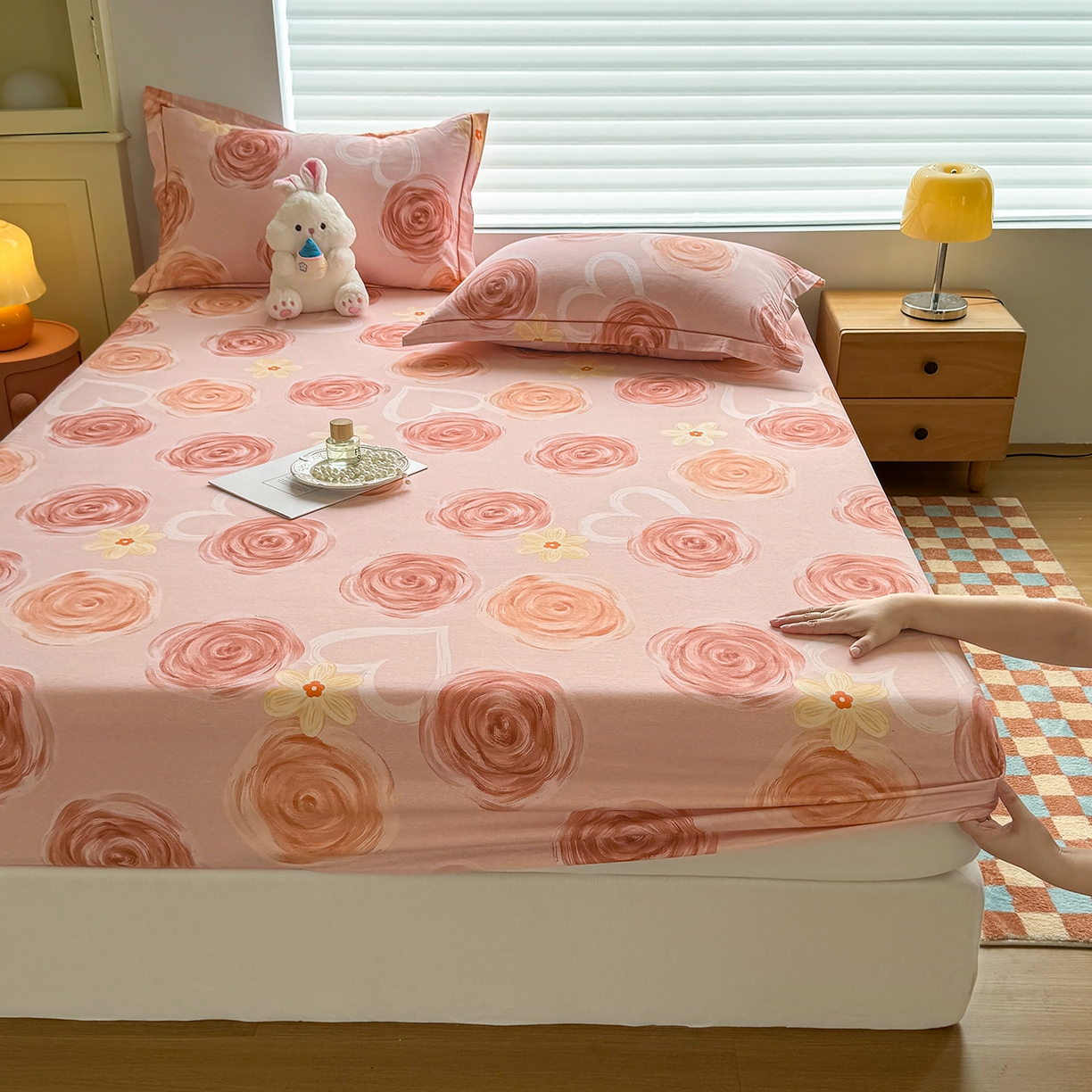 91家纺网 家纺一手货源 找家纺 壹贝家纺 2025新款全棉磨毛床笠系列 浪漫的事