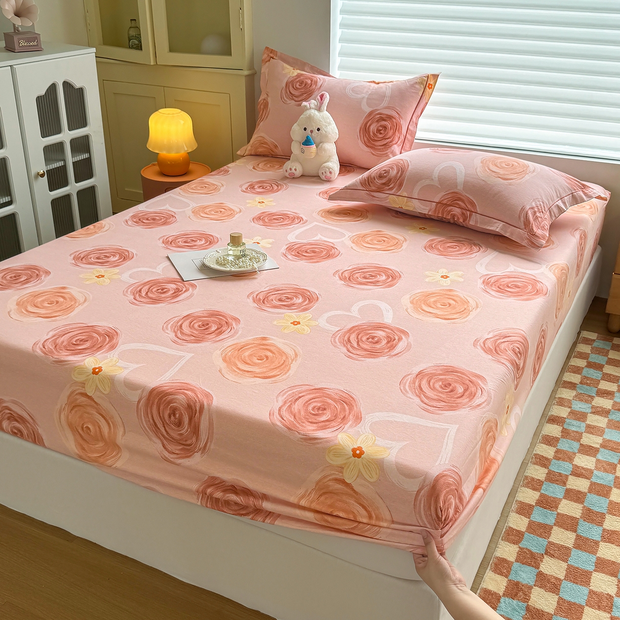 91家纺网 家纺一手货源 找家纺 壹贝家纺 2025新款全棉磨毛床笠系列 浪漫的事