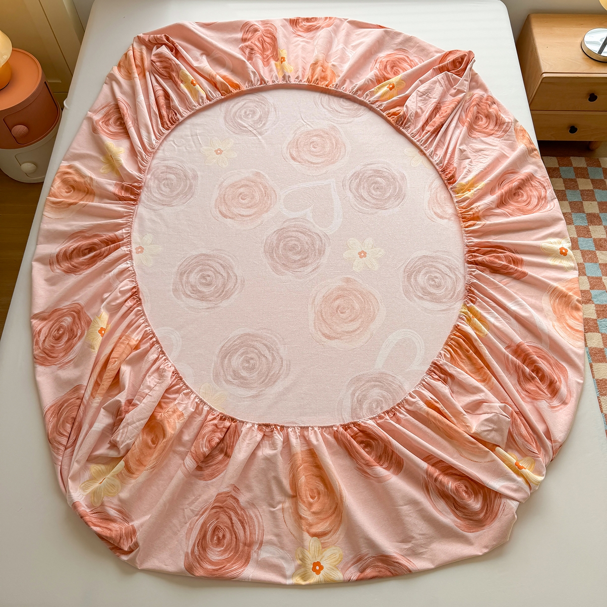 91家纺网 家纺一手货源 找家纺 壹贝家纺 2025新款全棉磨毛床笠系列 浪漫的事