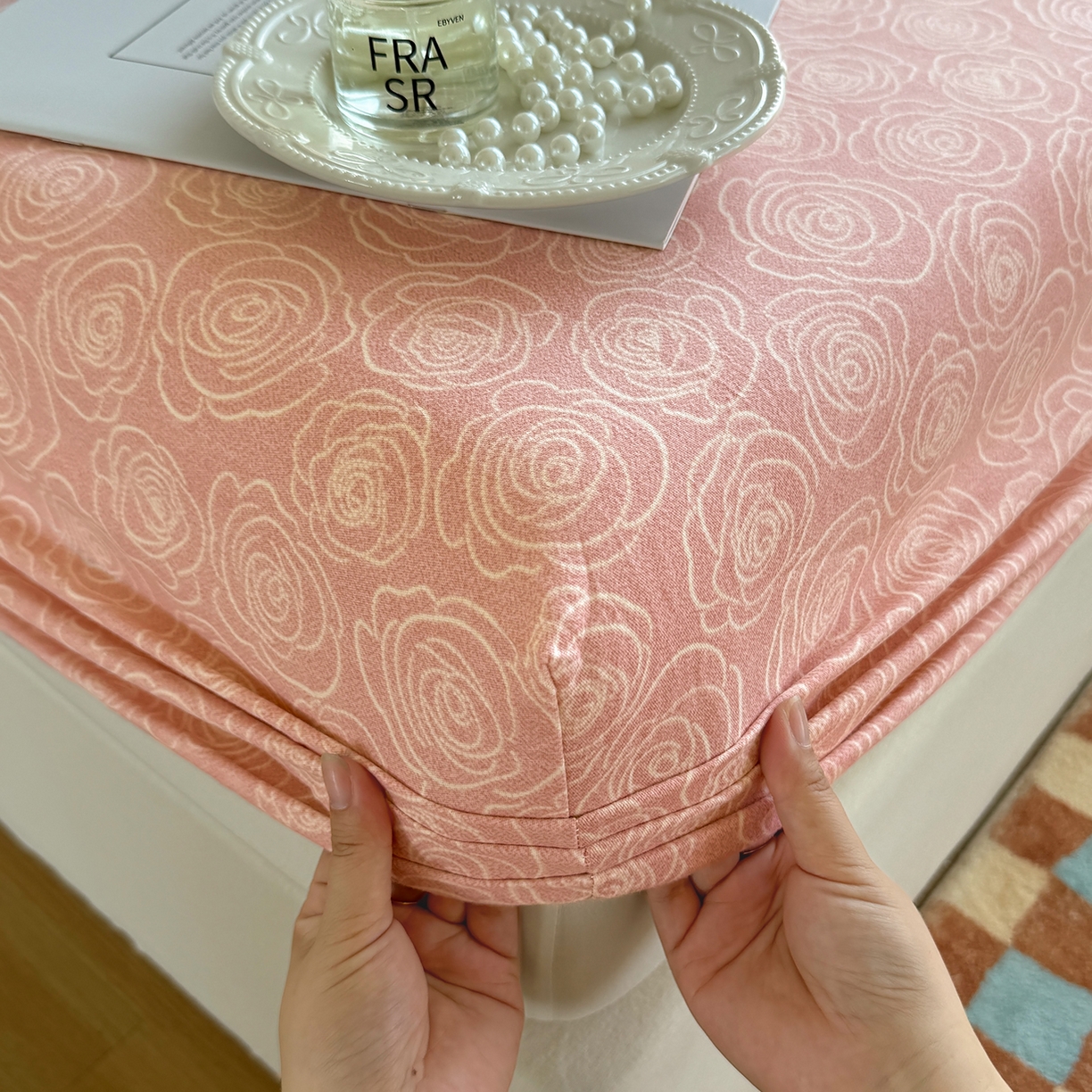 91家纺网 家纺一手货源 找家纺 壹贝家纺 2025新款全棉磨毛床笠系列 玫瑰情缘-粉