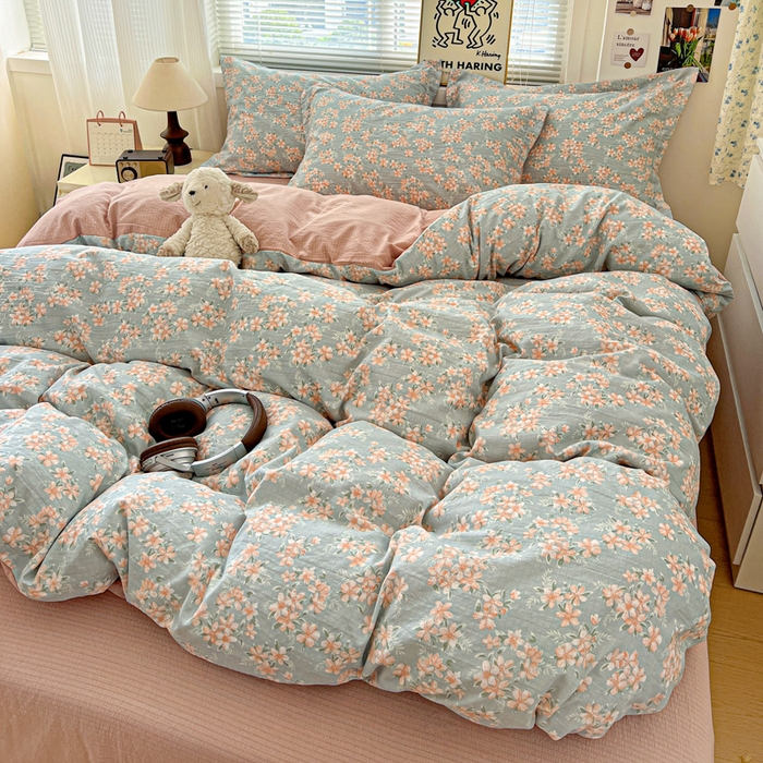 91家纺网 家纺一手货源 找家纺 仟网汇 2025新款古法水洗棉小布袋四件套 晴雅集