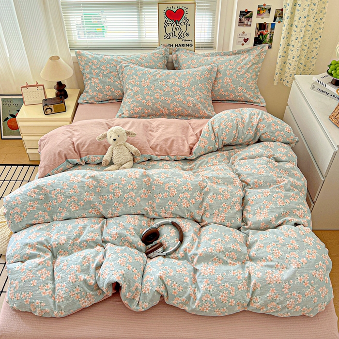 91家纺网 家纺一手货源 找家纺 仟网汇 2025新款古法水洗棉小布袋四件套 晴雅集