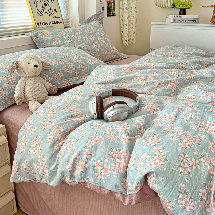 91家纺网 家纺一手货源 找家纺 仟网汇 2025新款古法水洗棉小布袋四件套 晴雅集