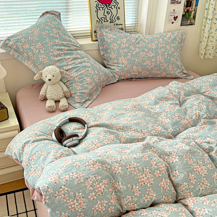 91家纺网 家纺一手货源 找家纺 仟网汇 2025新款古法水洗棉小布袋四件套 晴雅集