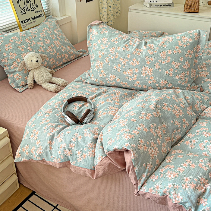 91家纺网 家纺一手货源 找家纺 仟网汇 2025新款古法水洗棉小布袋四件套 晴雅集