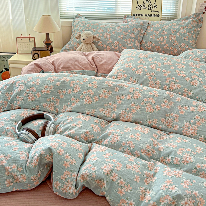 91家纺网 家纺一手货源 找家纺 仟网汇 2025新款古法水洗棉小布袋四件套 晴雅集