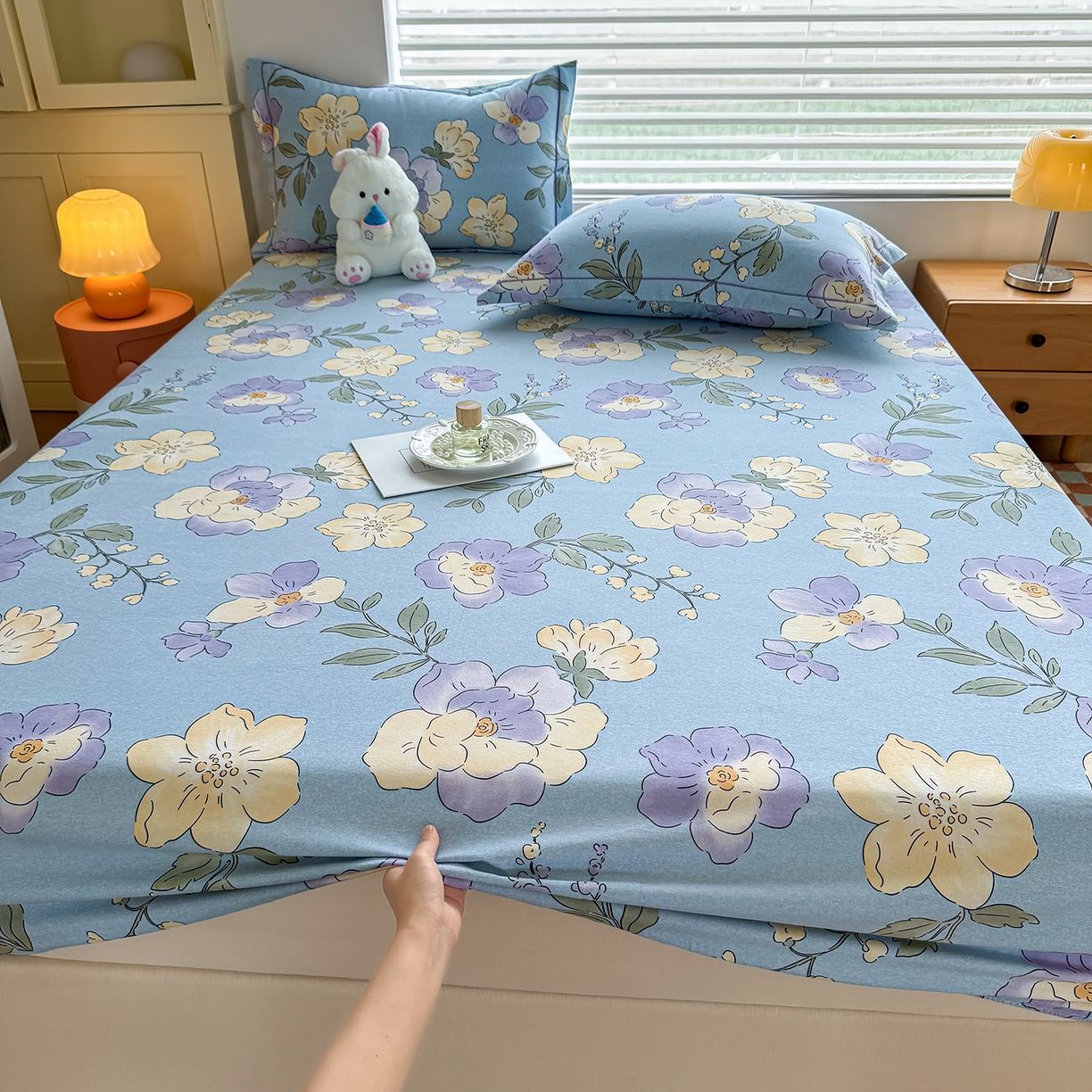 壹贝家纺 2025新款全棉磨毛床笠系列 莫奈花园