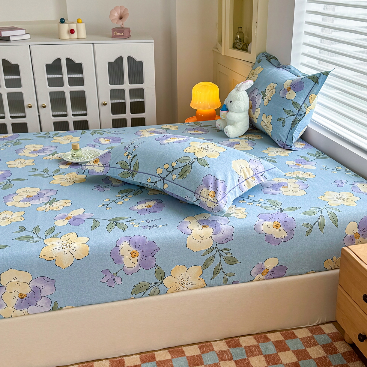 91家纺网 家纺一手货源 找家纺 壹贝家纺 2025新款全棉磨毛床笠系列 莫奈花园