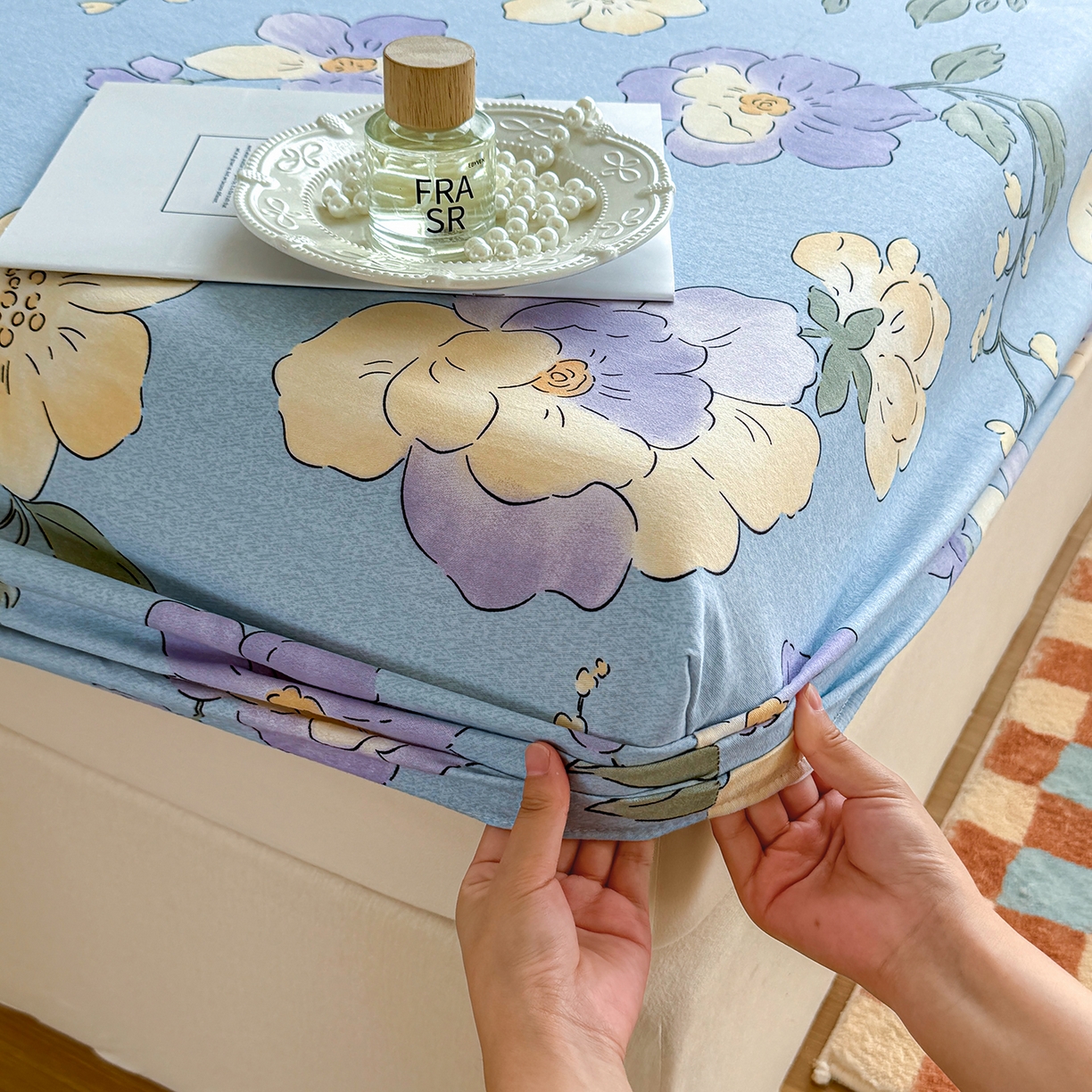 91家纺网 家纺一手货源 找家纺 壹贝家纺 2025新款全棉磨毛床笠系列 莫奈花园