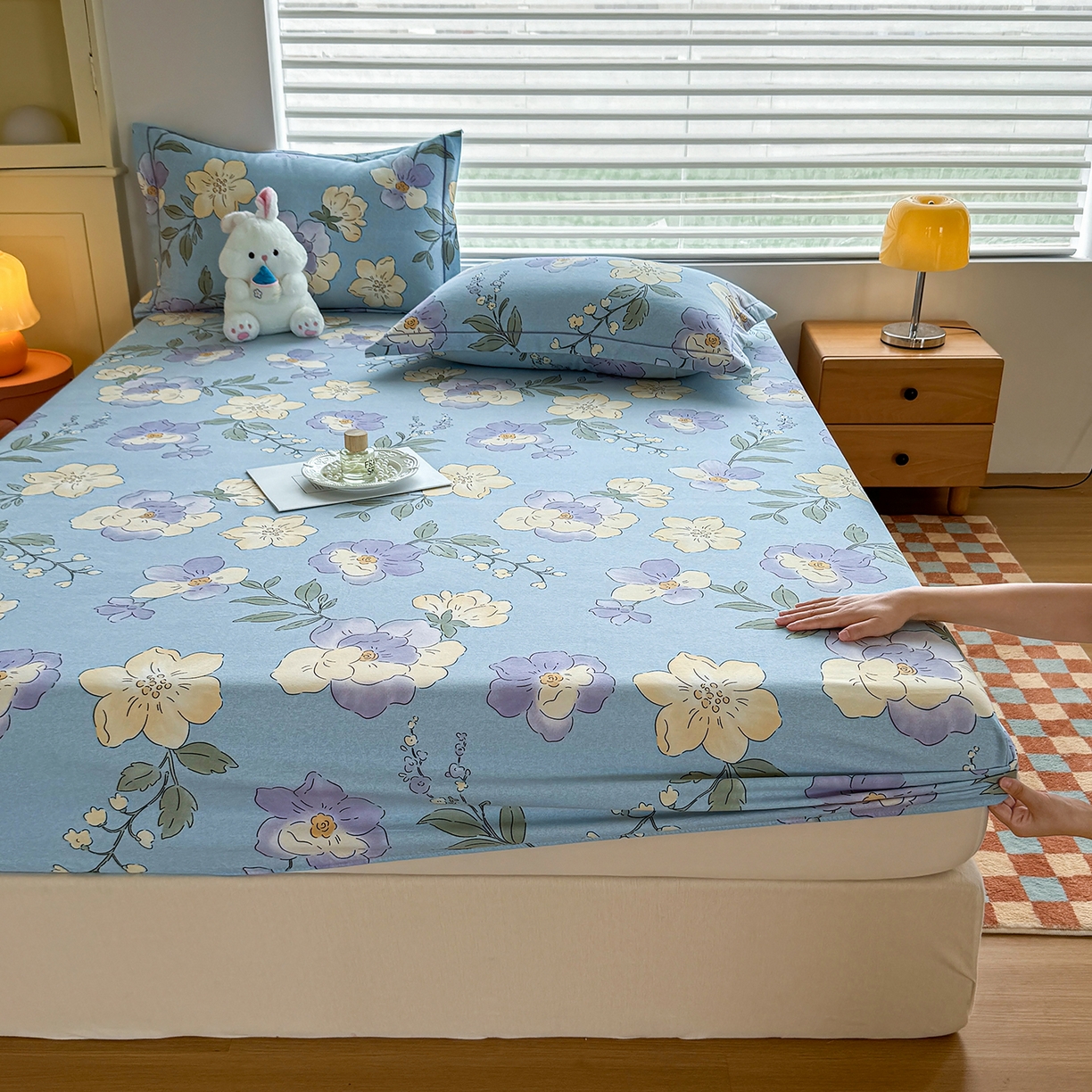 91家纺网 家纺一手货源 找家纺 壹贝家纺 2025新款全棉磨毛床笠系列 莫奈花园