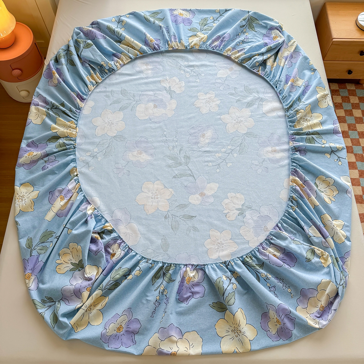 91家纺网 家纺一手货源 找家纺 壹贝家纺 2025新款全棉磨毛床笠系列 莫奈花园