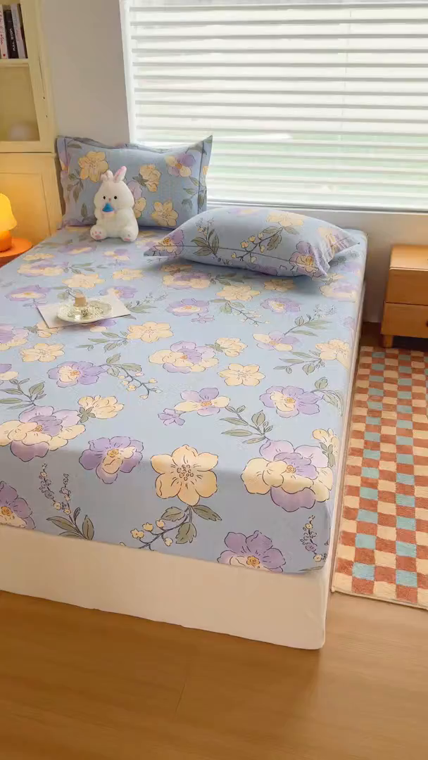 91家纺网 家纺一手货源 找家纺 壹贝家纺 2025新款全棉磨毛床笠系列 莫奈花园