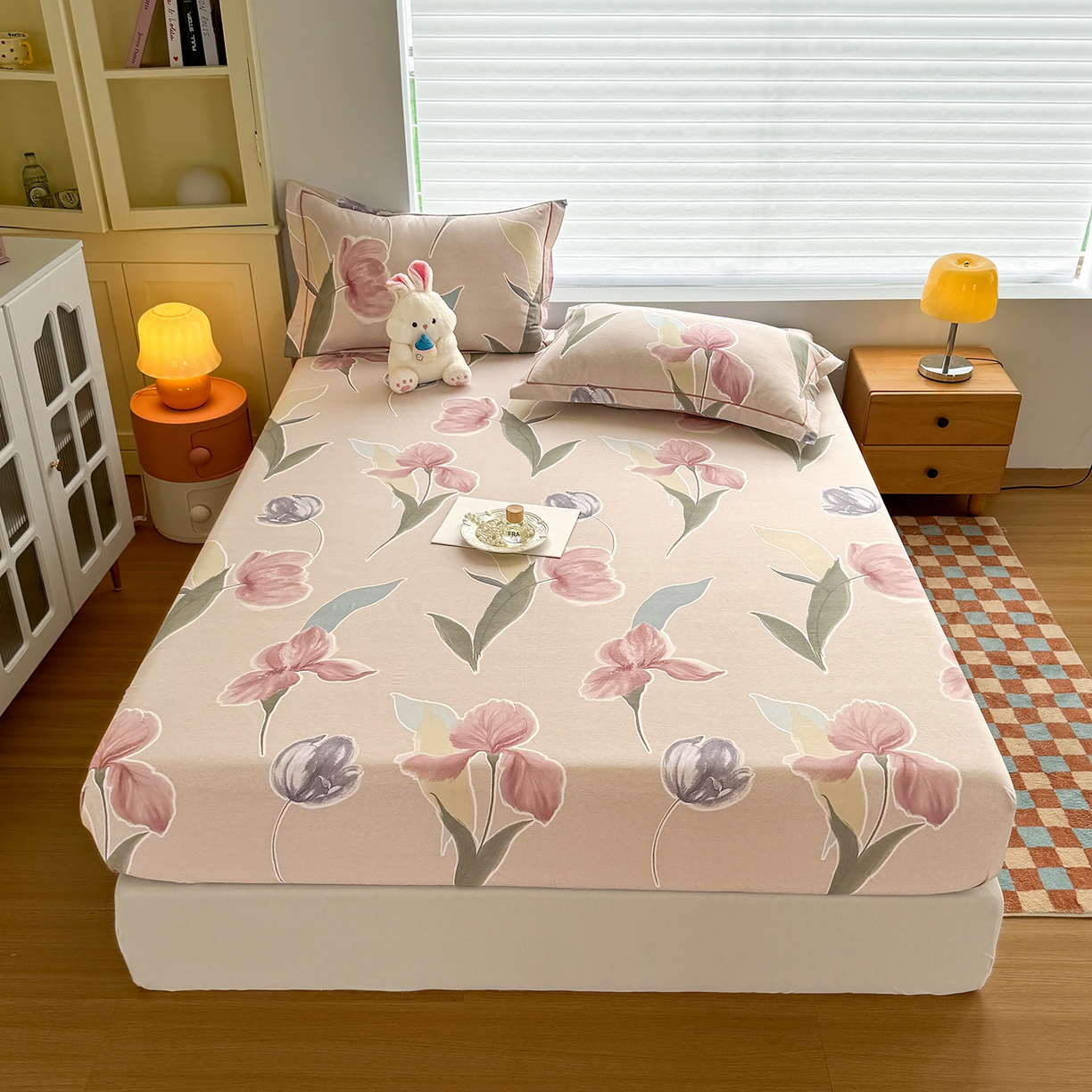 91家纺网 家纺一手货源 找家纺 壹贝家纺 2025新款全棉磨毛床笠系列 奈美