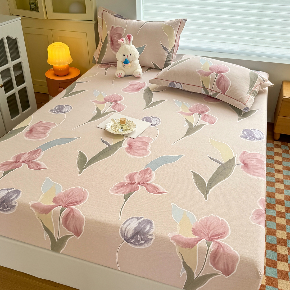 91家纺网 家纺一手货源 找家纺 壹贝家纺 2025新款全棉磨毛床笠系列 奈美