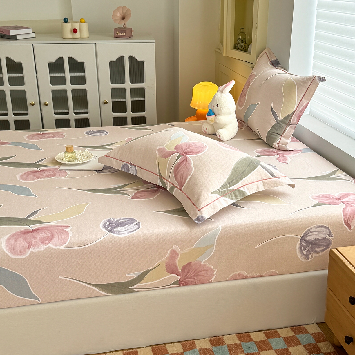 91家纺网 家纺一手货源 找家纺 壹贝家纺 2025新款全棉磨毛床笠系列 奈美