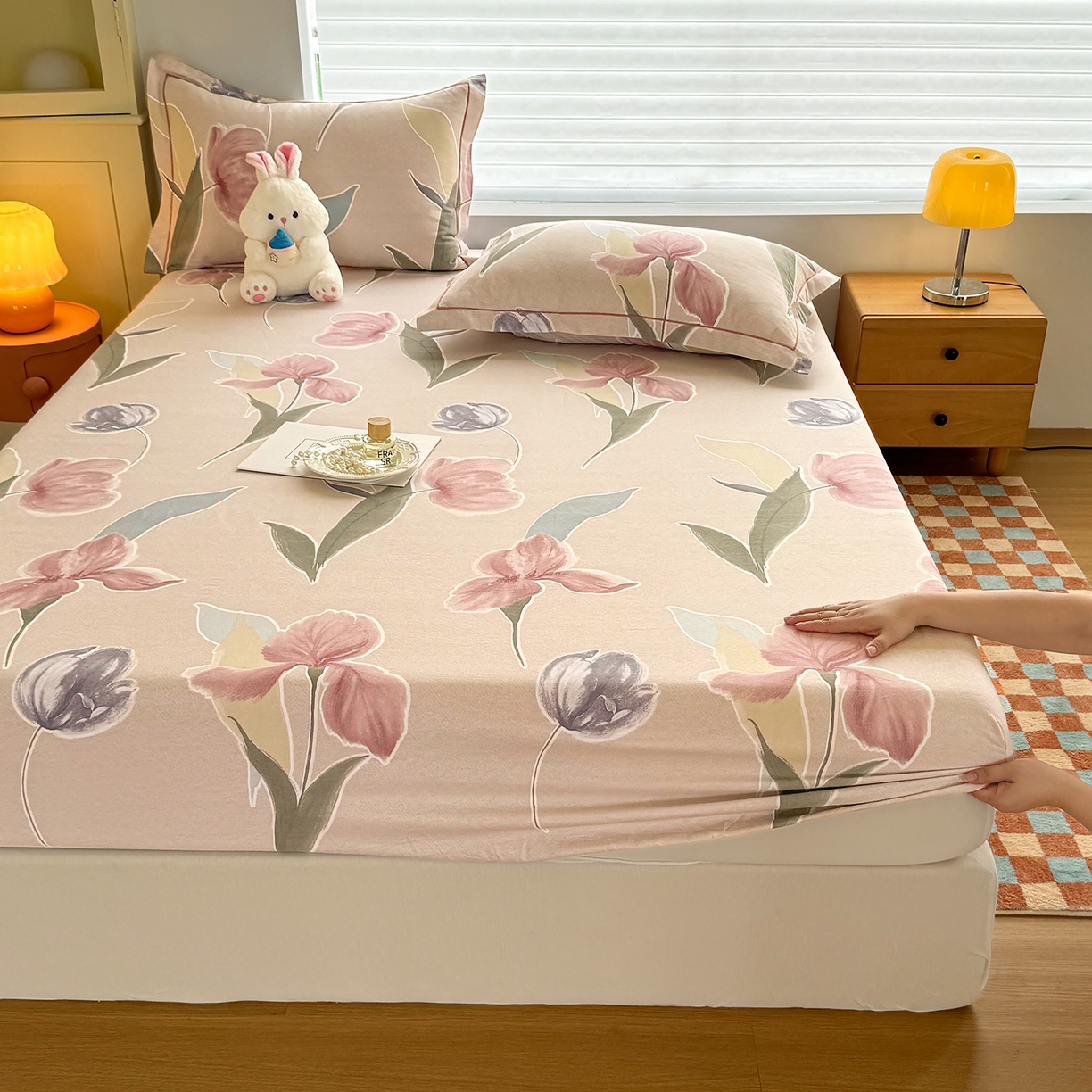 91家纺网 家纺一手货源 找家纺 壹贝家纺 2025新款全棉磨毛床笠系列 奈美