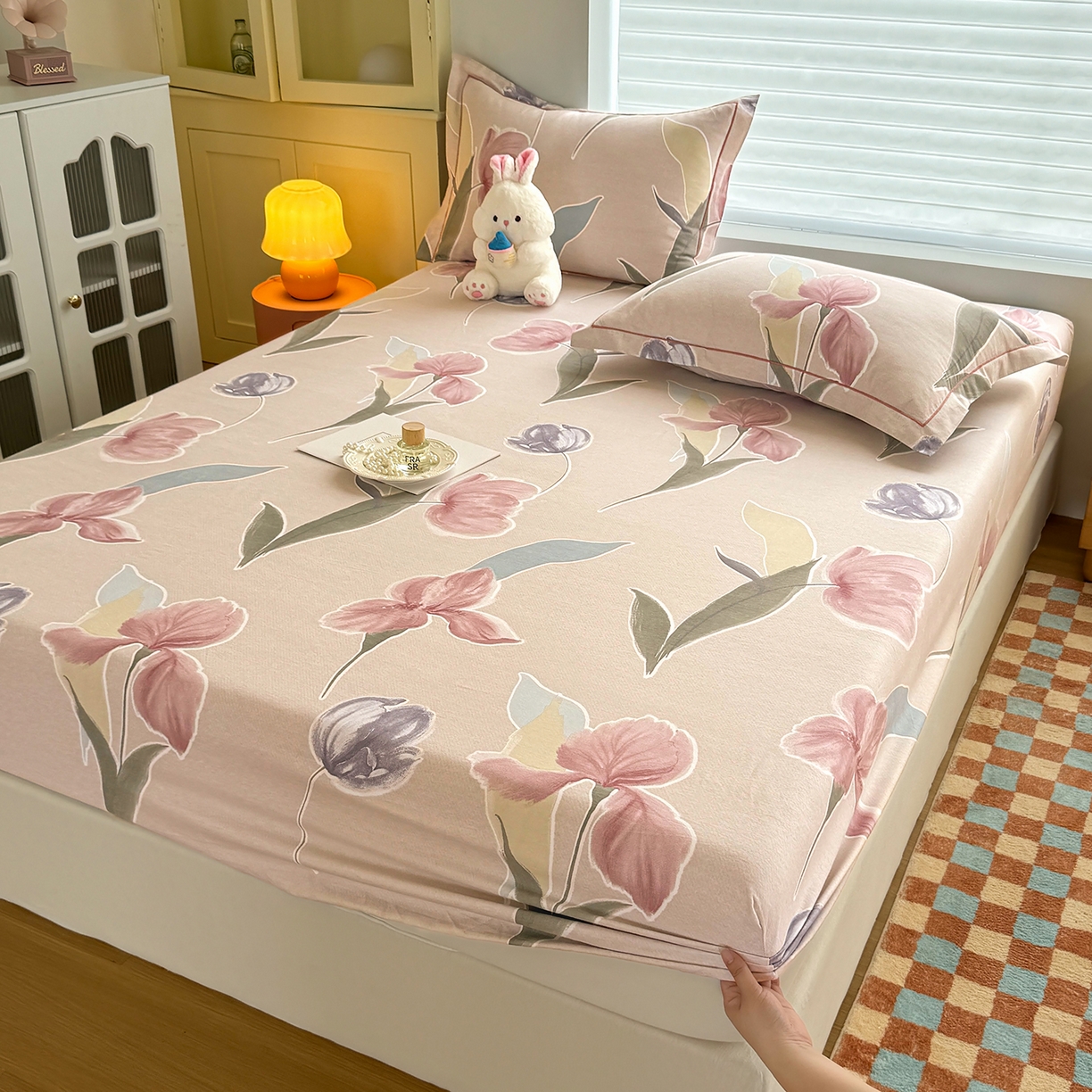 91家纺网 家纺一手货源 找家纺 壹贝家纺 2025新款全棉磨毛床笠系列 奈美