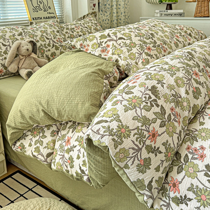 仟网汇 2025新款古法水洗棉小布袋四件套 藤蔓