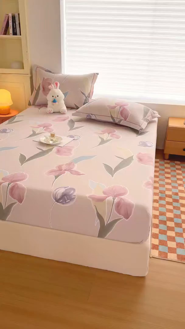 91家纺网 家纺一手货源 找家纺 壹贝家纺 2025新款全棉磨毛床笠系列 奈美