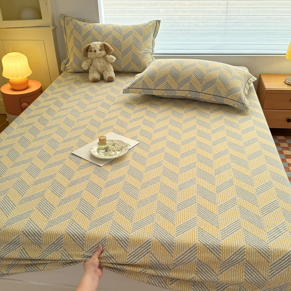 壹贝家纺 2025新款全棉磨毛床笠系列 施华-灰