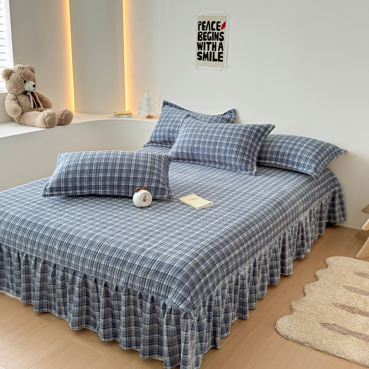 91家纺网 家纺一手货源 找家纺 希朵家纺 2025新款可爱牛奶绒毛巾绣床盖四件套 小象兰