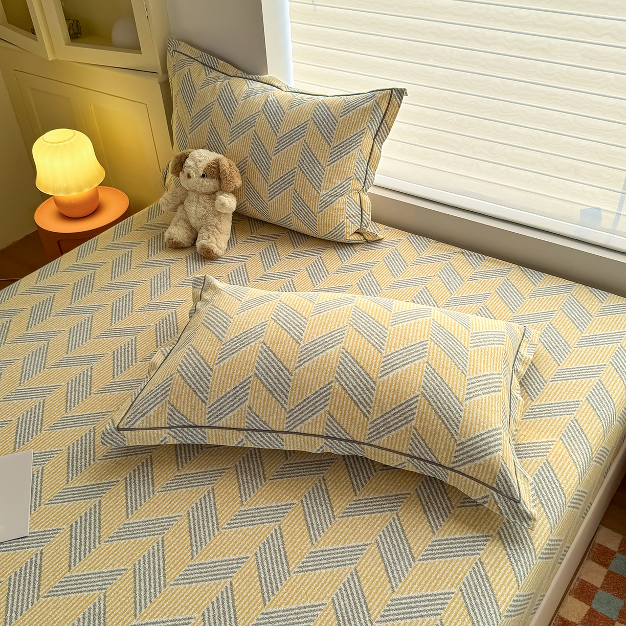 91家纺网 家纺一手货源 找家纺 壹贝家纺 2025新款全棉磨毛床笠系列 施华-灰