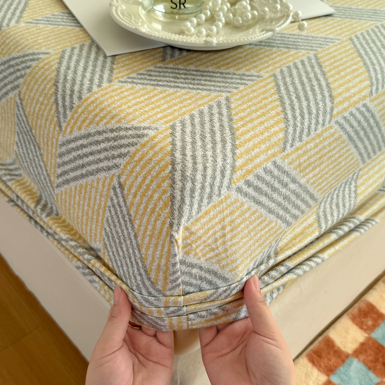 91家纺网 家纺一手货源 找家纺 壹贝家纺 2025新款全棉磨毛床笠系列 施华-灰