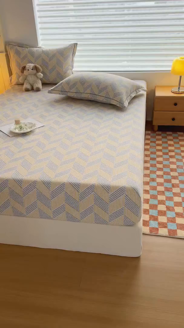 91家纺网 家纺一手货源 找家纺 壹贝家纺 2025新款全棉磨毛床笠系列 施华-灰