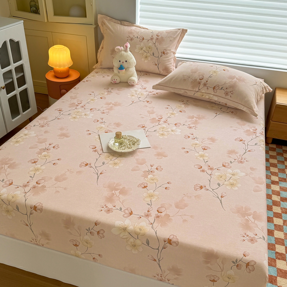 91家纺网 家纺一手货源 找家纺 壹贝家纺 2025新款全棉磨毛床笠系列 十里桃花