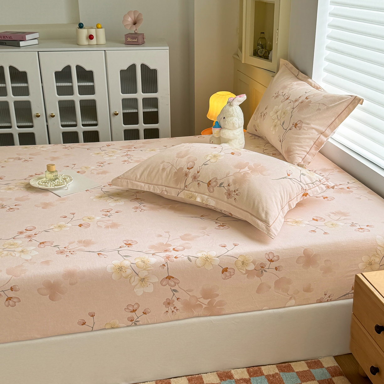 91家纺网 家纺一手货源 找家纺 壹贝家纺 2025新款全棉磨毛床笠系列 十里桃花