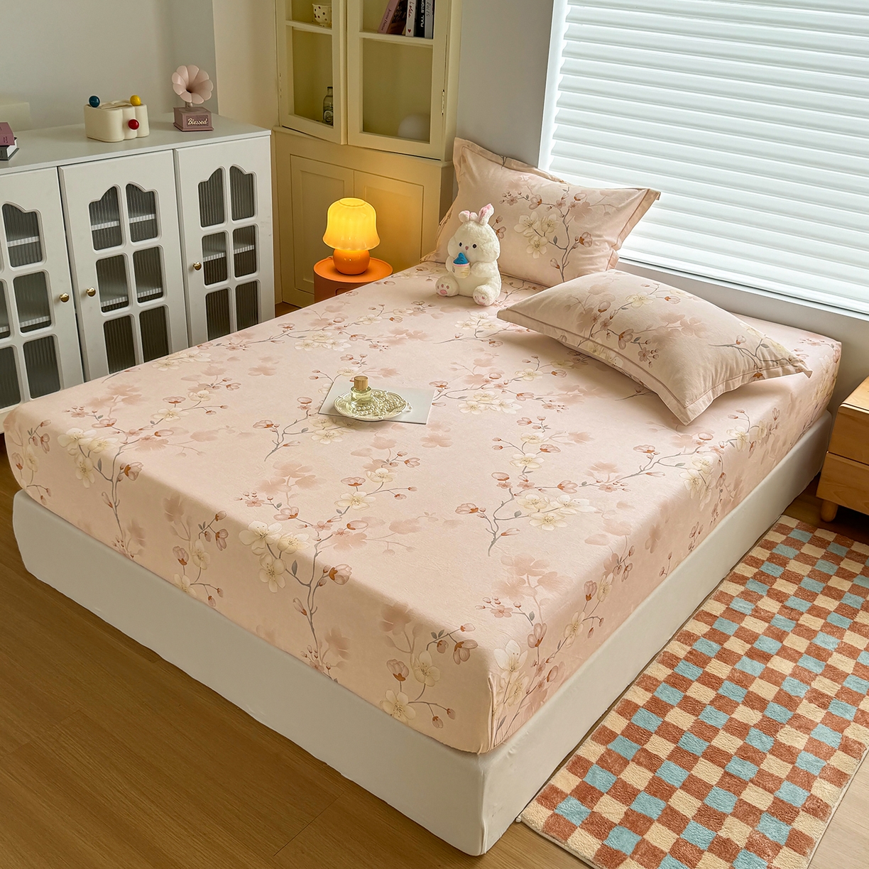 91家纺网 家纺一手货源 找家纺 壹贝家纺 2025新款全棉磨毛床笠系列 十里桃花