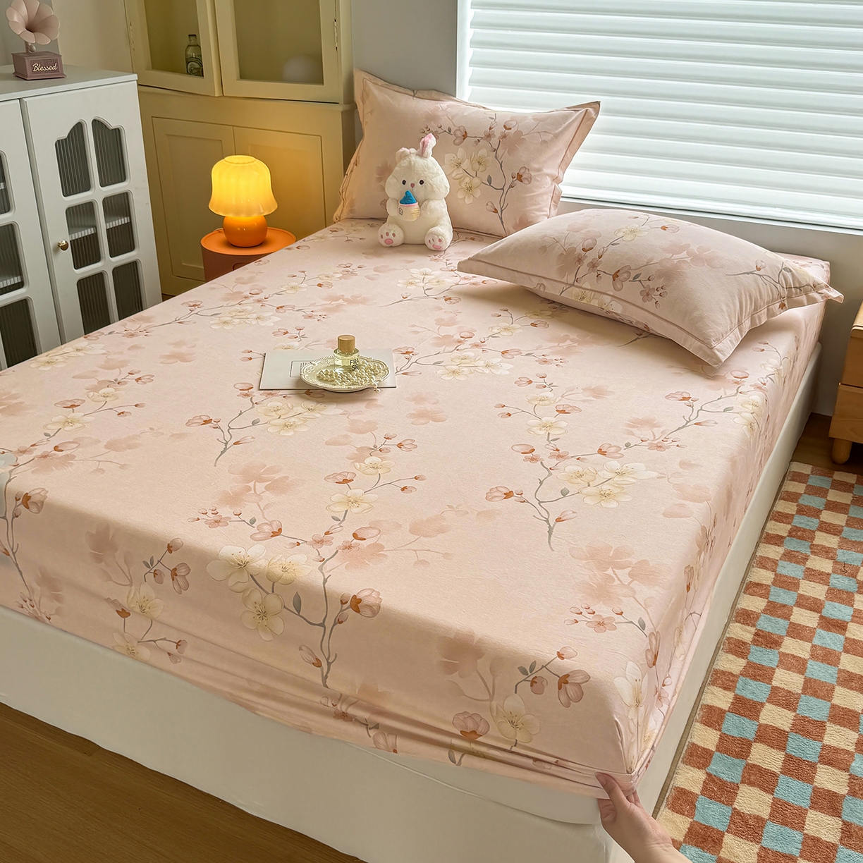 91家纺网 家纺一手货源 找家纺 壹贝家纺 2025新款全棉磨毛床笠系列 十里桃花