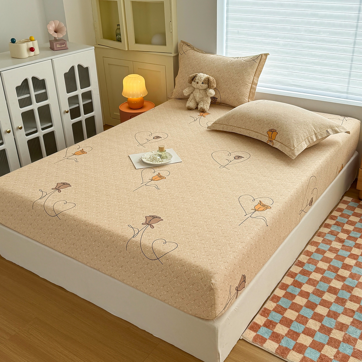 91家纺网 家纺一手货源 找家纺 壹贝家纺 2025新款全棉磨毛床笠系列 小香玉-咖