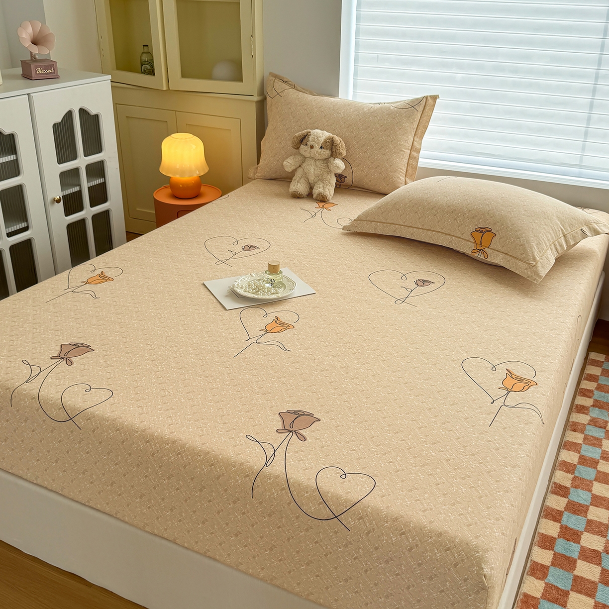 91家纺网 家纺一手货源 找家纺 壹贝家纺 2025新款全棉磨毛床笠系列 小香玉-咖