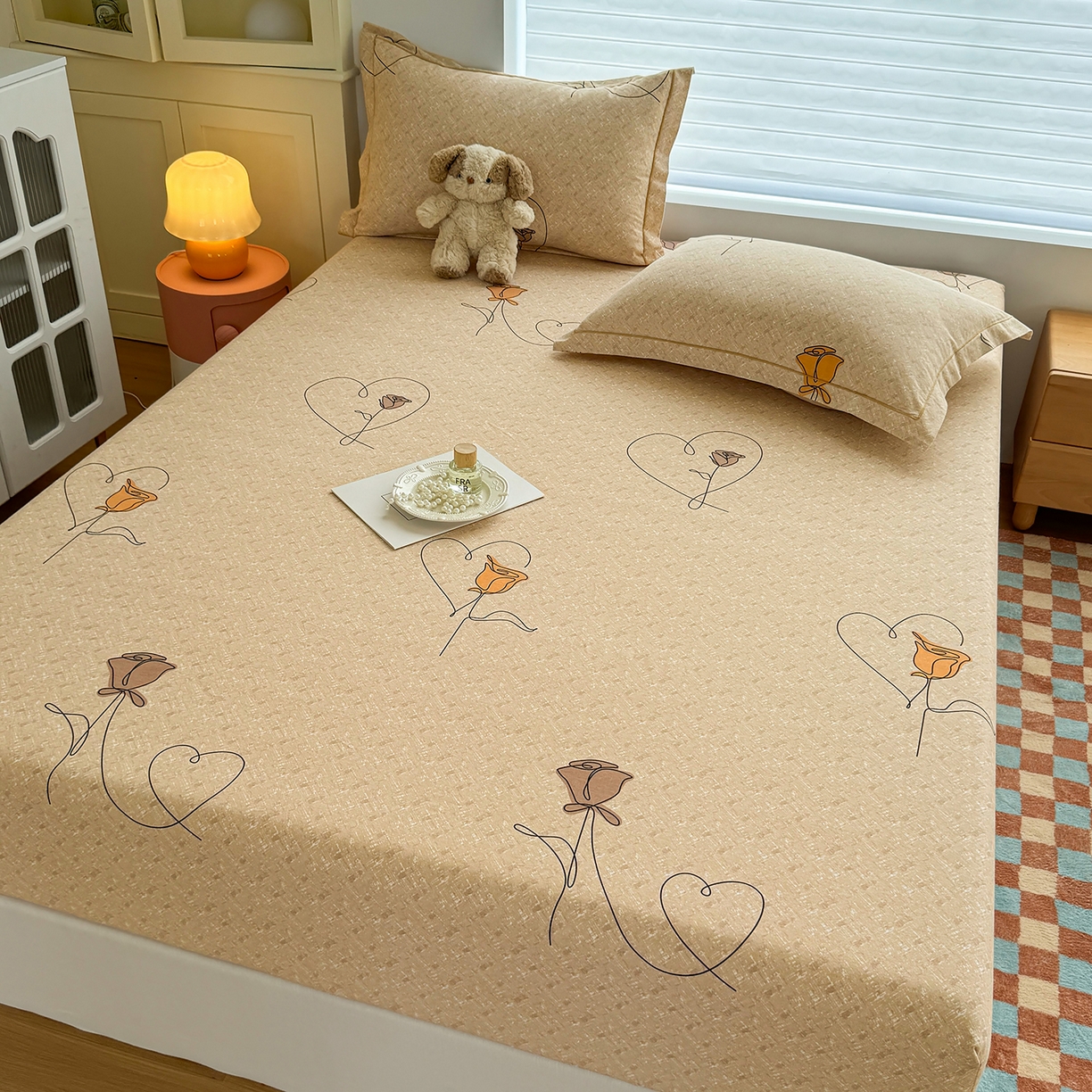 91家纺网 家纺一手货源 找家纺 壹贝家纺 2025新款全棉磨毛床笠系列 小香玉-咖