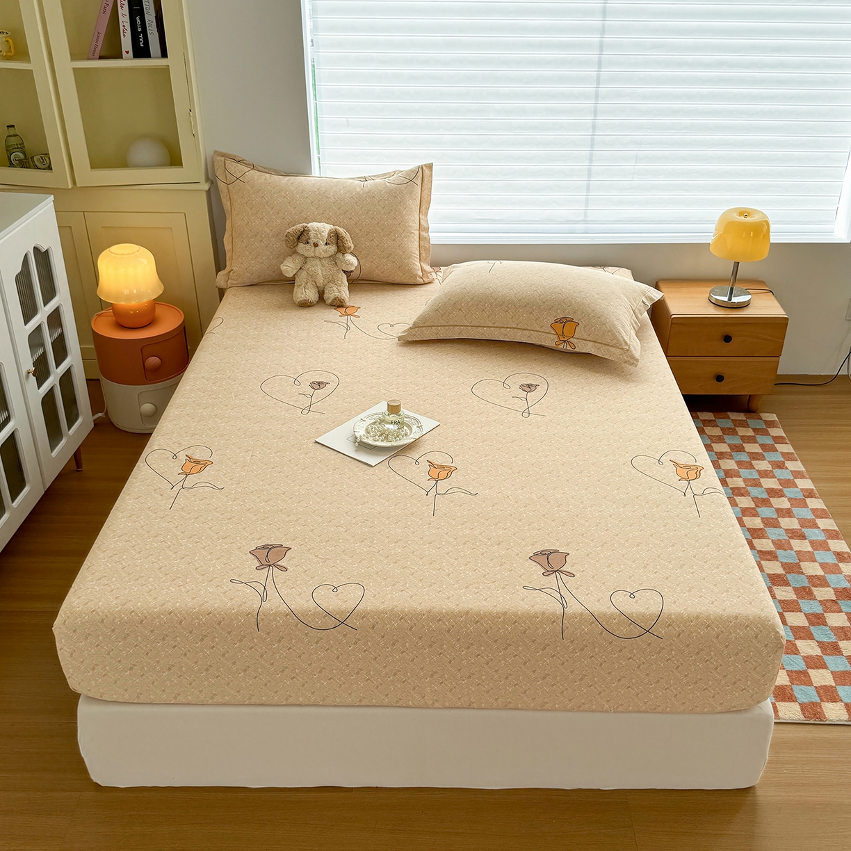 91家纺网 家纺一手货源 找家纺 壹贝家纺 2025新款全棉磨毛床笠系列 小香玉-咖